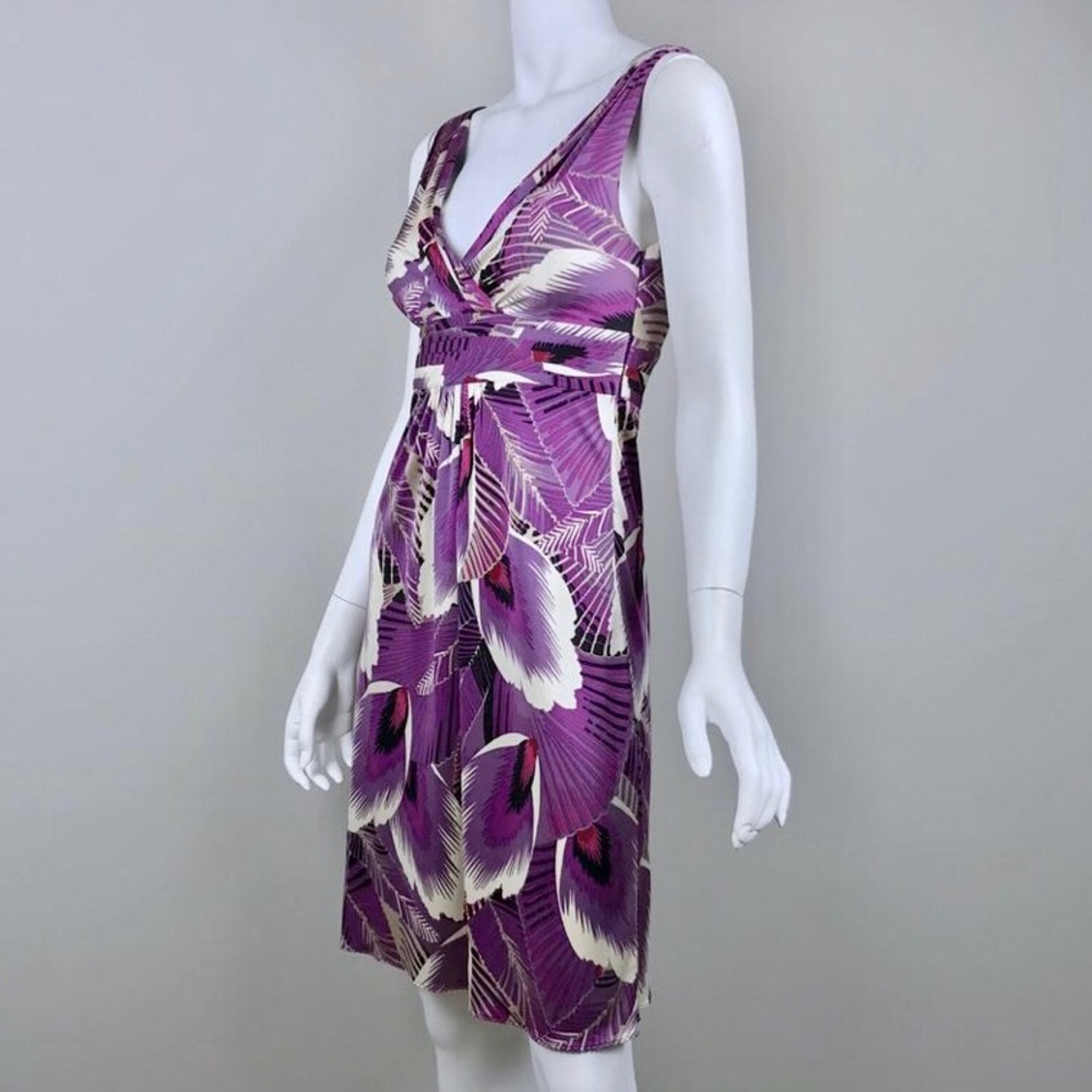 Elie Tahari purple palm print silk 'Melanie' dress - Picture 2 of 10
